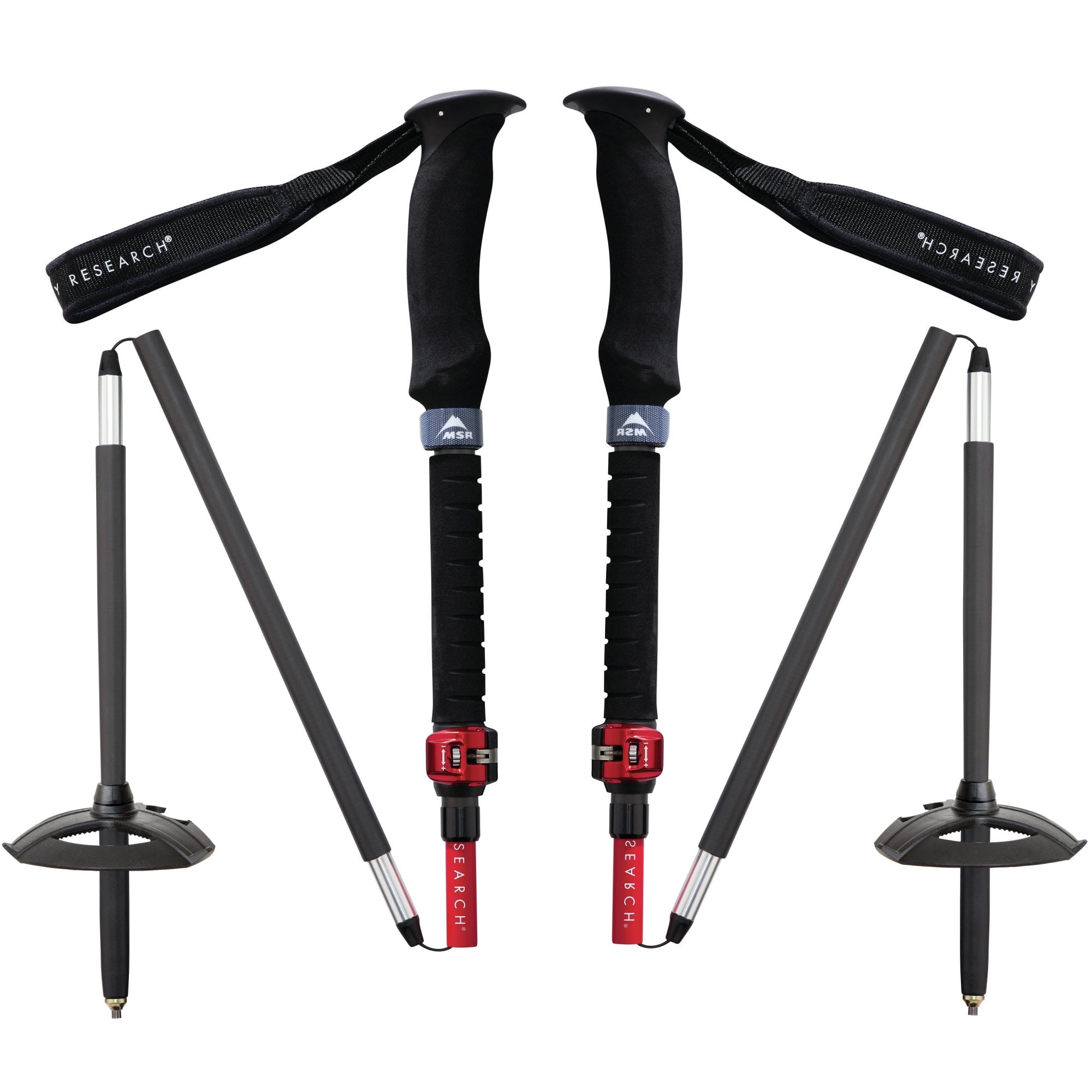 MSR DynaLock Trail Aluminum Trekking Poles - 2-Section, Adjustable 80-140cm, Winter/Summer Baskets Included (White)